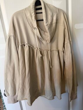 easel Cream Drawstring Funnel-Neck Pullover Hoodie
